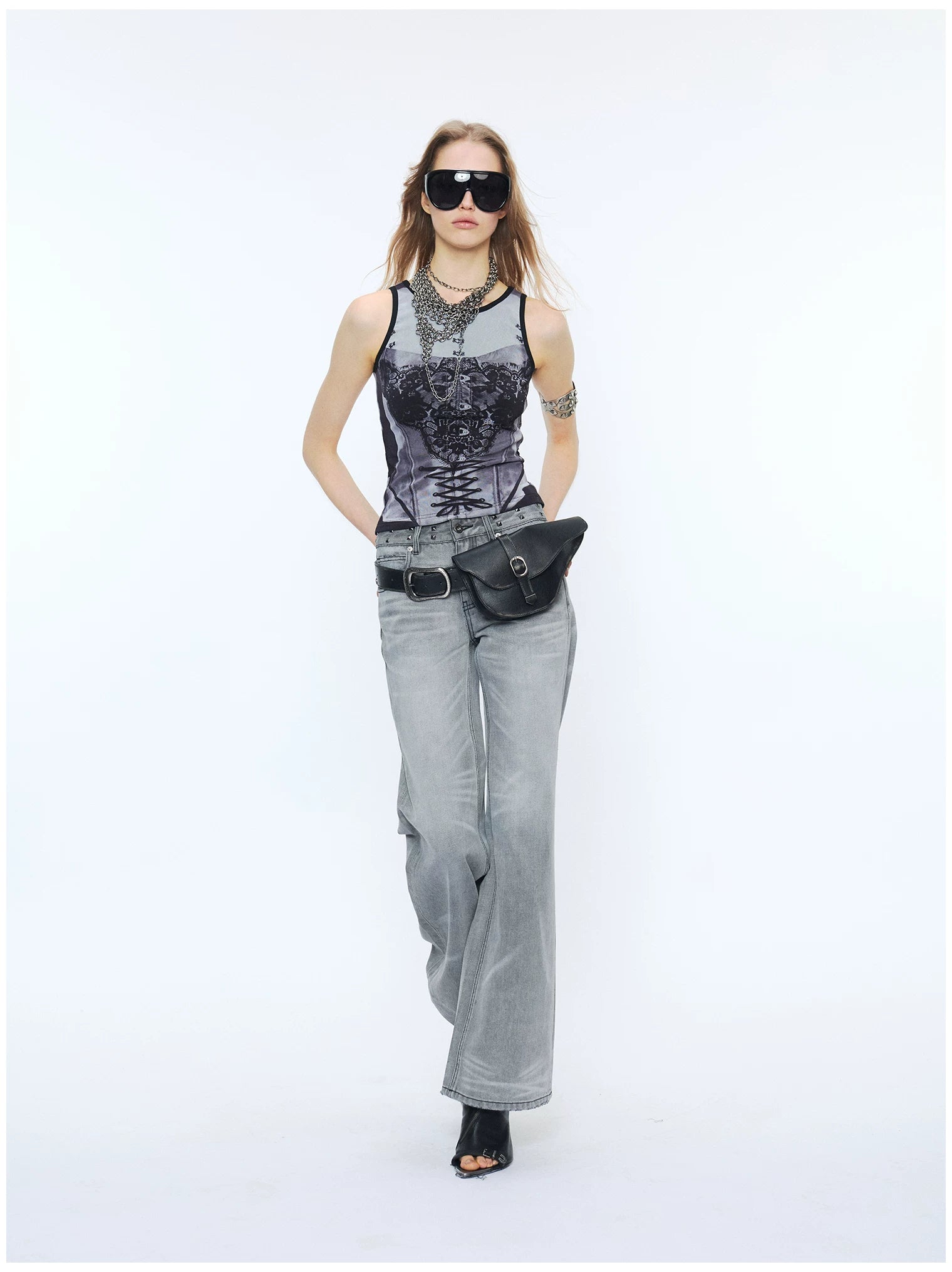 Vintage Detachable Buckle Zip Waist Bag Belt