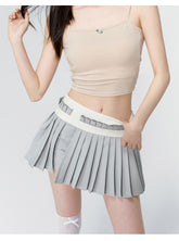 Grey Ballet Low-rise Pleated Slit Skirt - CHINASQUAD