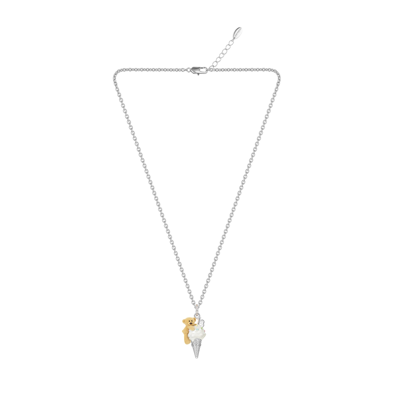 Ice Cream Teddy Vintage Silver Necklace