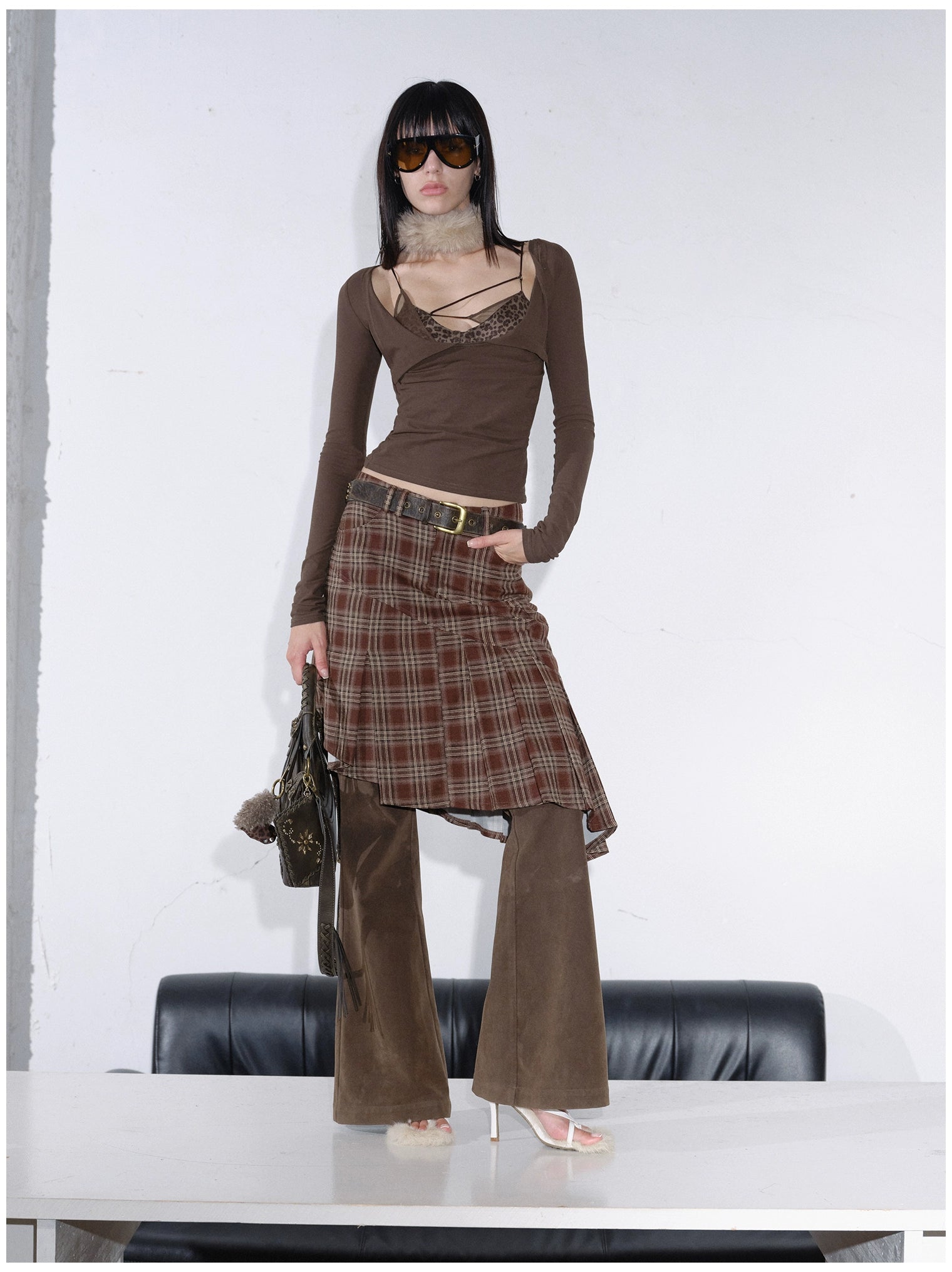 Scoop Neck Layered T-Shirt With Mesh Bra