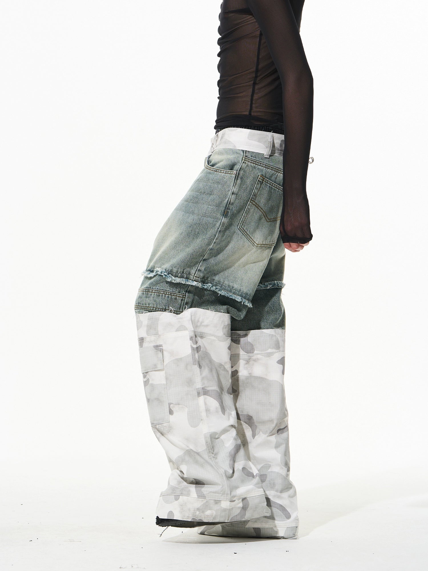 Double-Layered Camouflage Workwear Denim Pants