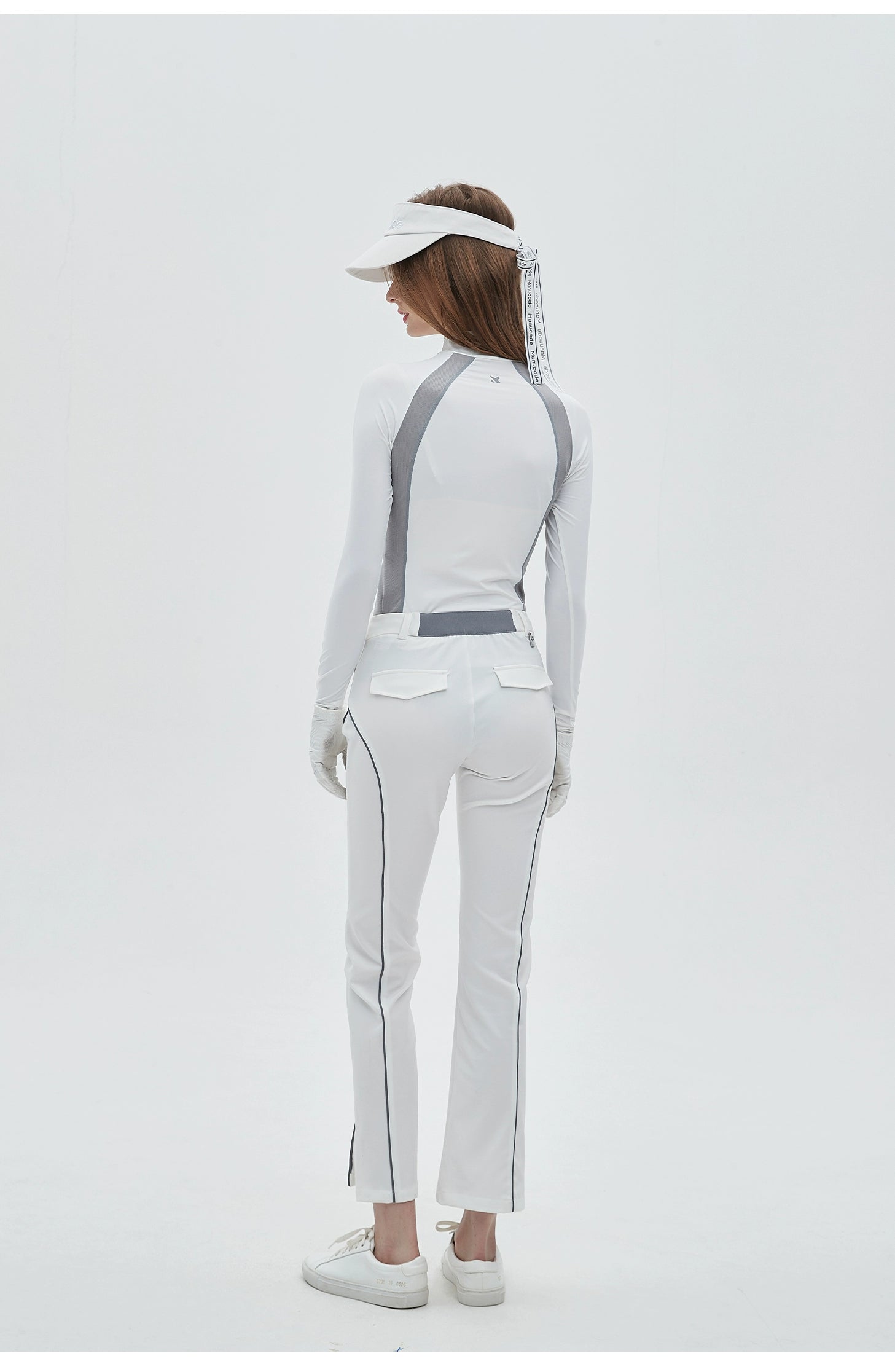 White Quick-dry Golf Turtleneck Top &amp; Trousers Set