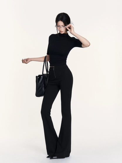 High-Neck Backless Stretch Mid-Sleeve Base Layer