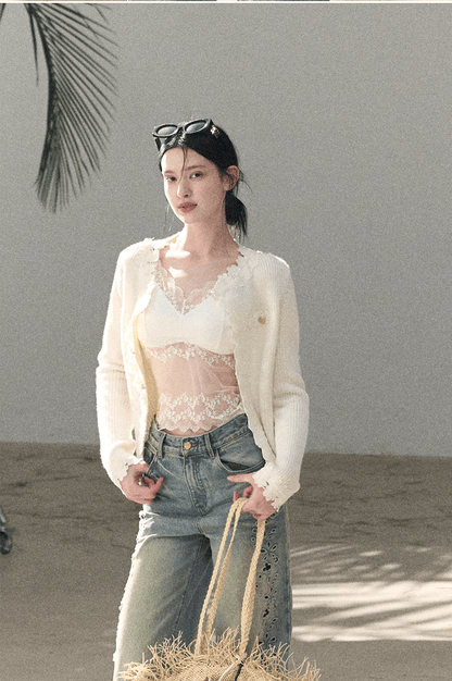 Washed Straight-Leg Wide Denim Pants