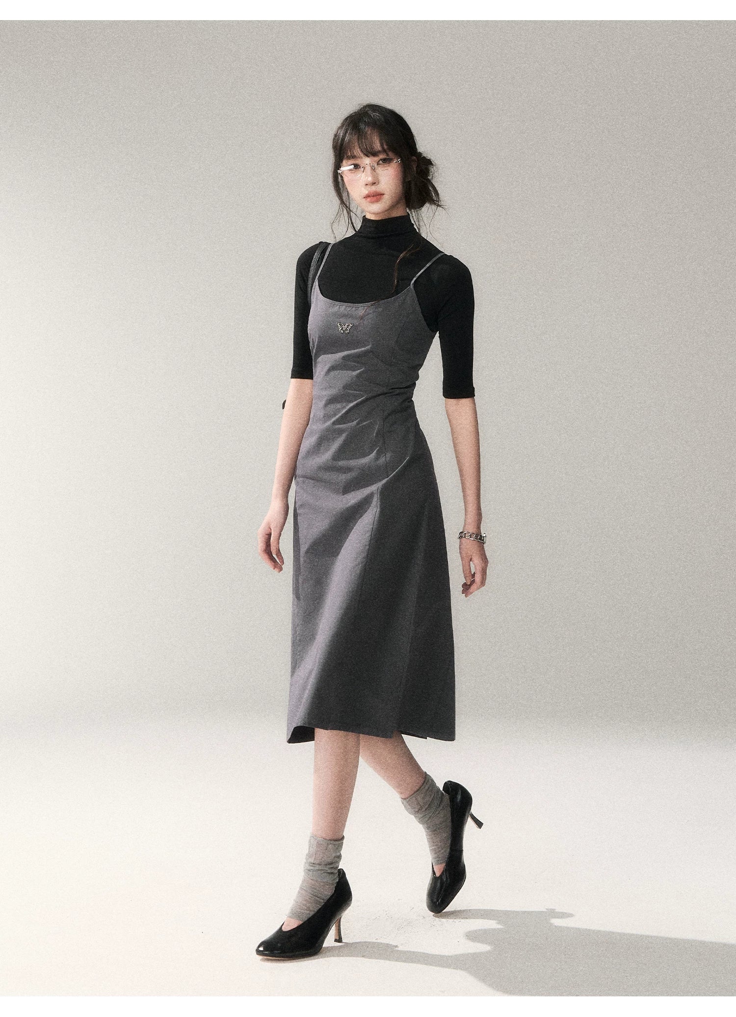 Minimalist Cotton A-Line Slip Midi Dress