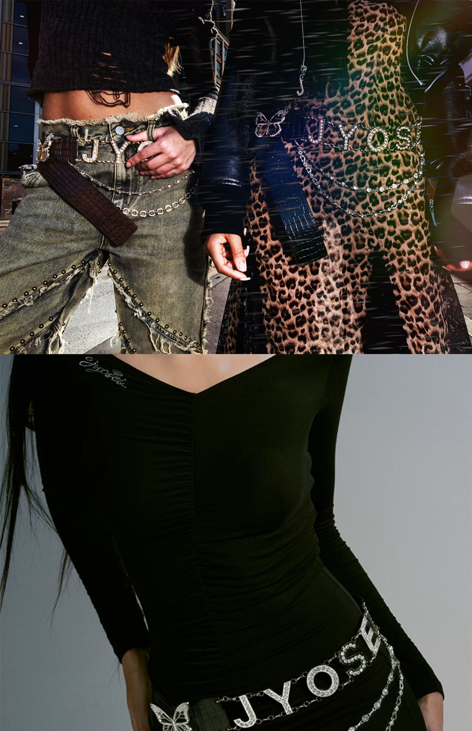 Butterfly Rhinestone PU Waistbelt