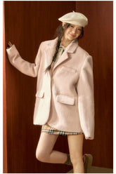 Pink Wool Blazer Jacket - CHINASQUAD