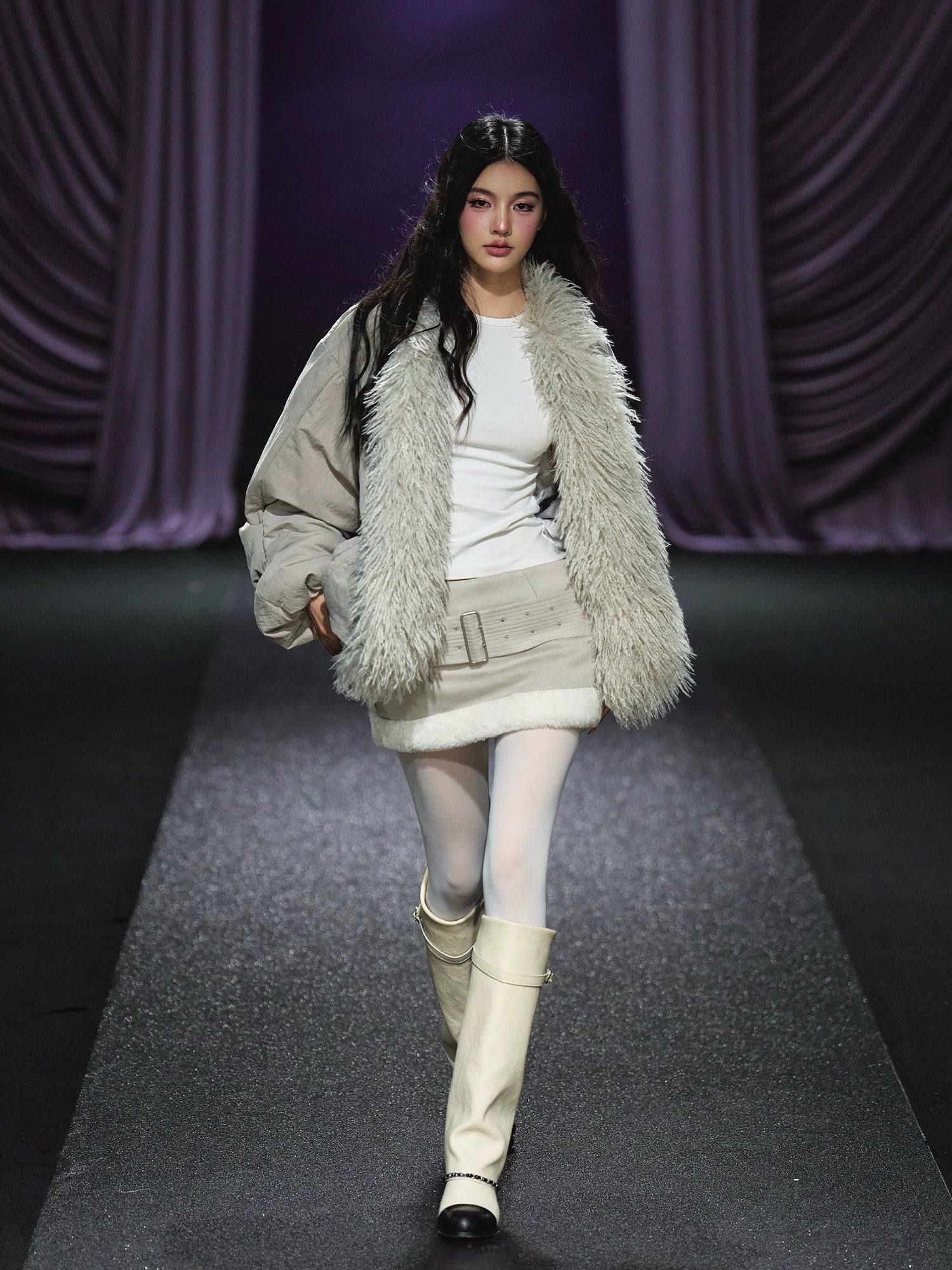 Plush-Collar Padded Cotton Coat