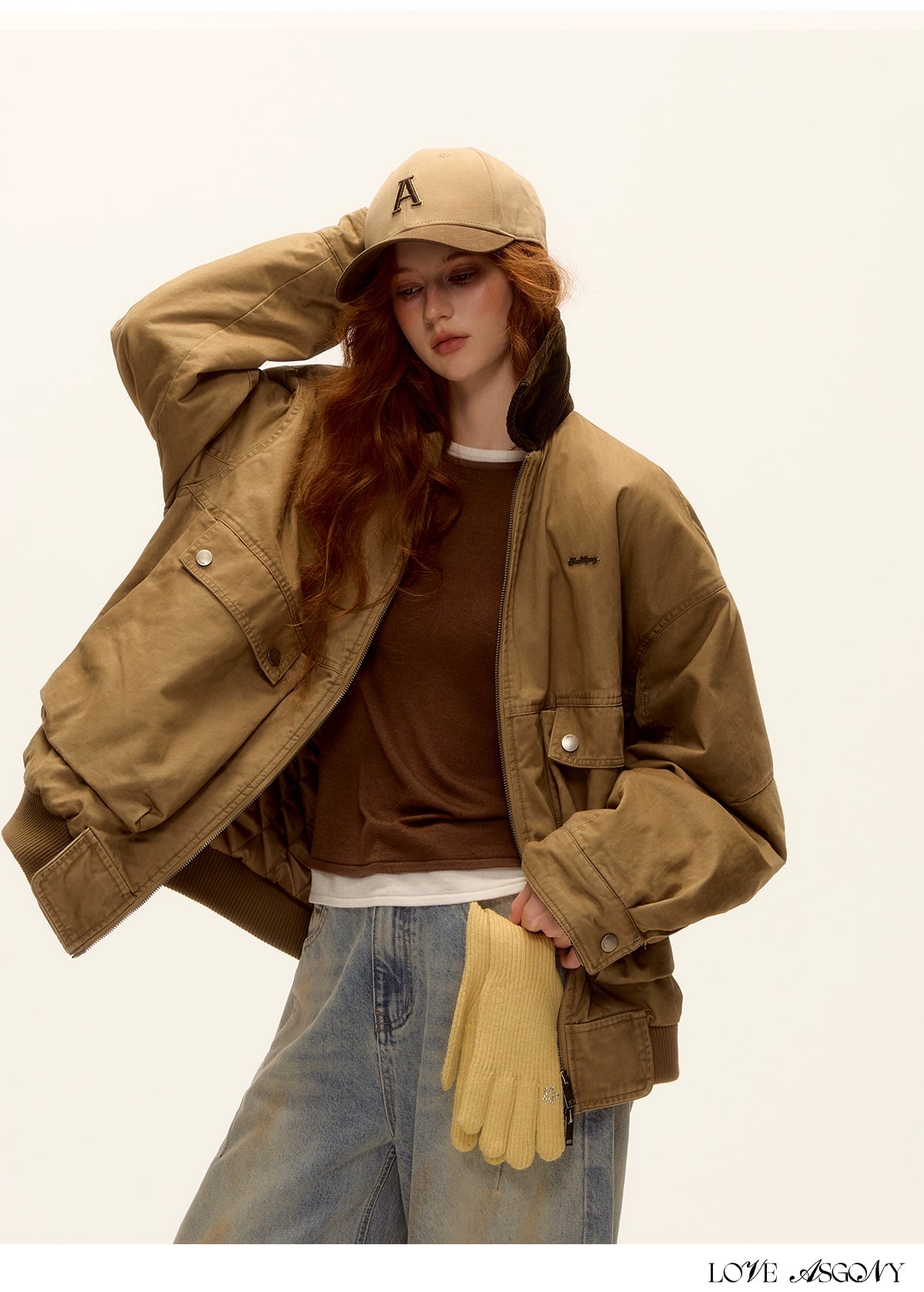 Asgony Retro Contrast Lettering Baseball Cap