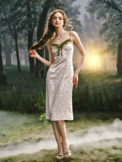 Enchanted Garden Satin Floral Dress &amp; Lace Cardigan Set