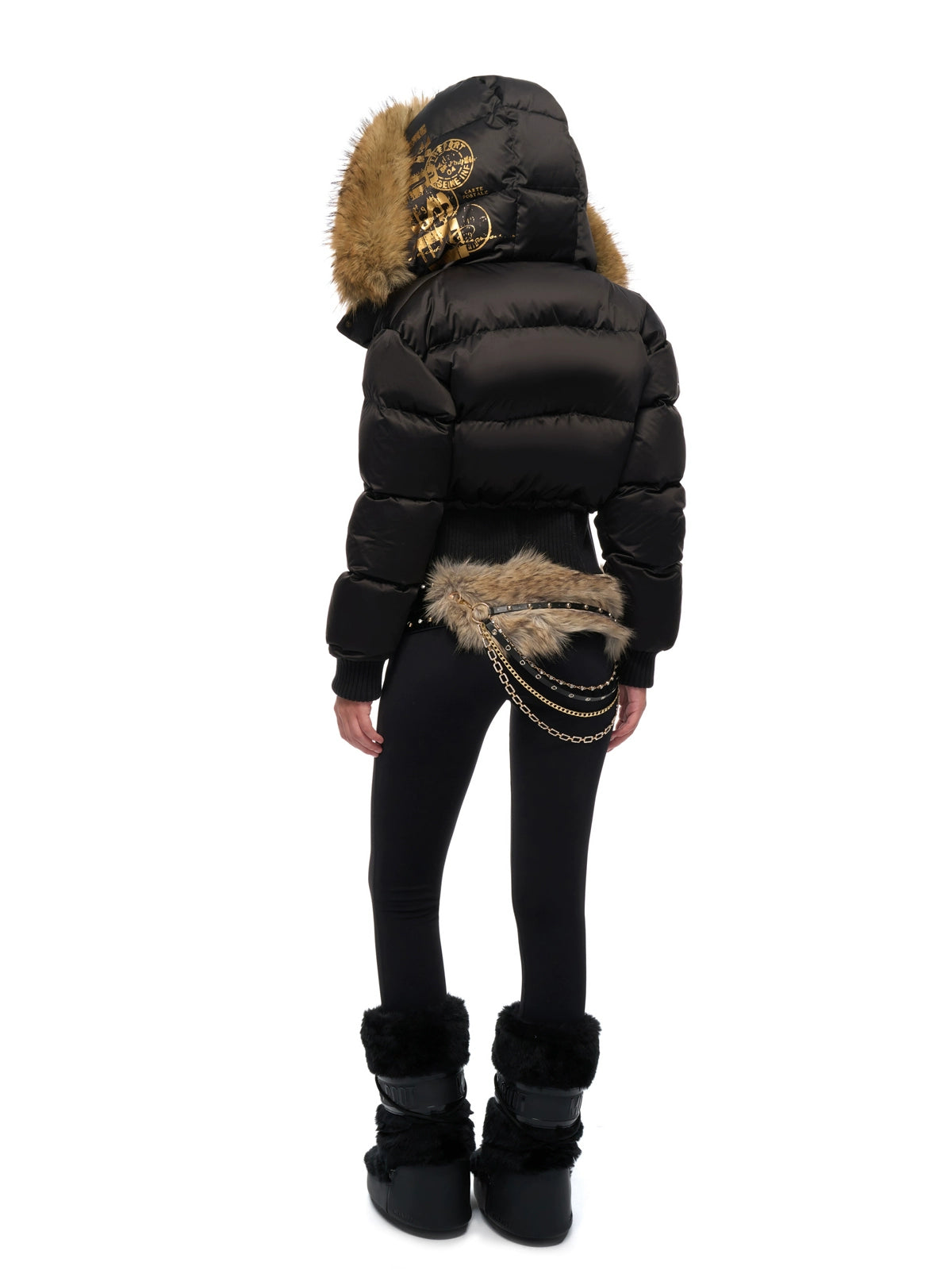 Black Knit-Trim Down Jacket