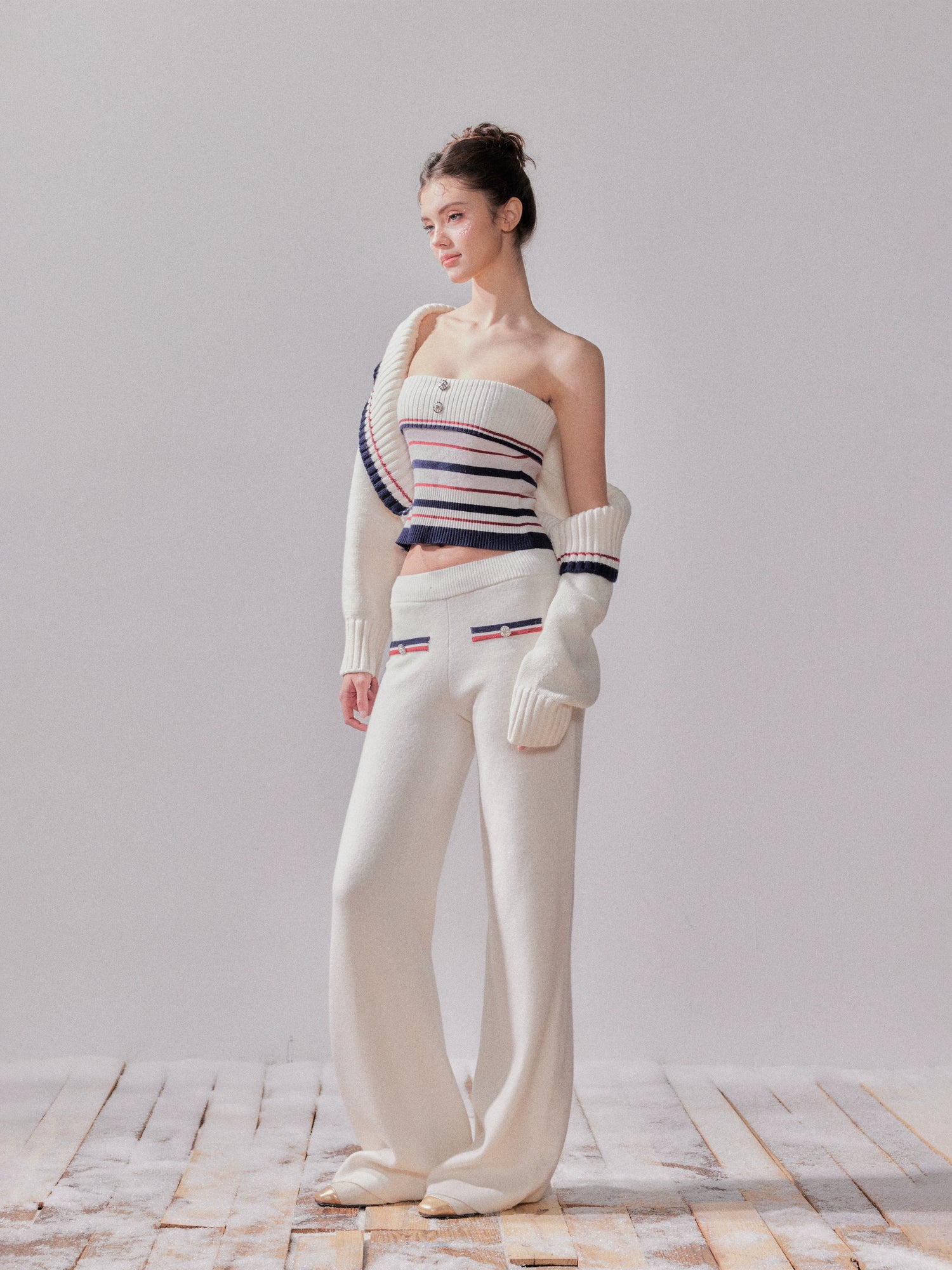 London Stroll Striped Knit Cardigan &amp; Pants Set