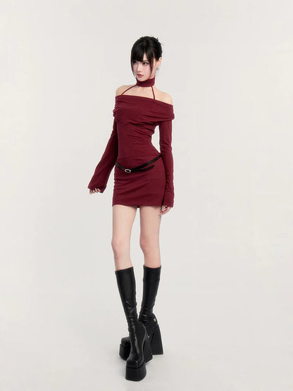 Dark Muse Cowl Neck Choker Bodycon Dress