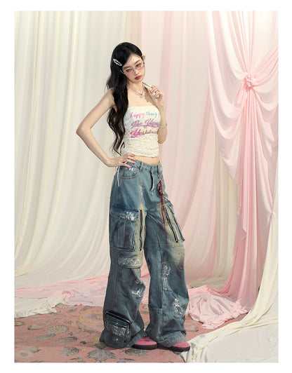 “Spring Love Letter” Lace Bandeau Crop Top