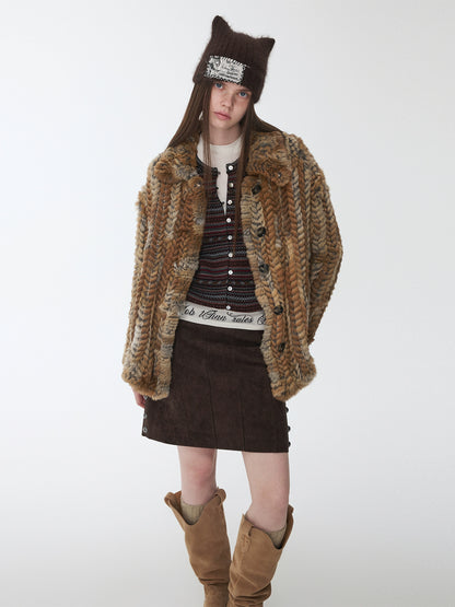 Melard Woven Rabbit Fur Shirt Jacket
