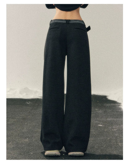 Korean Fleece-Lined Wide-Leg Pants