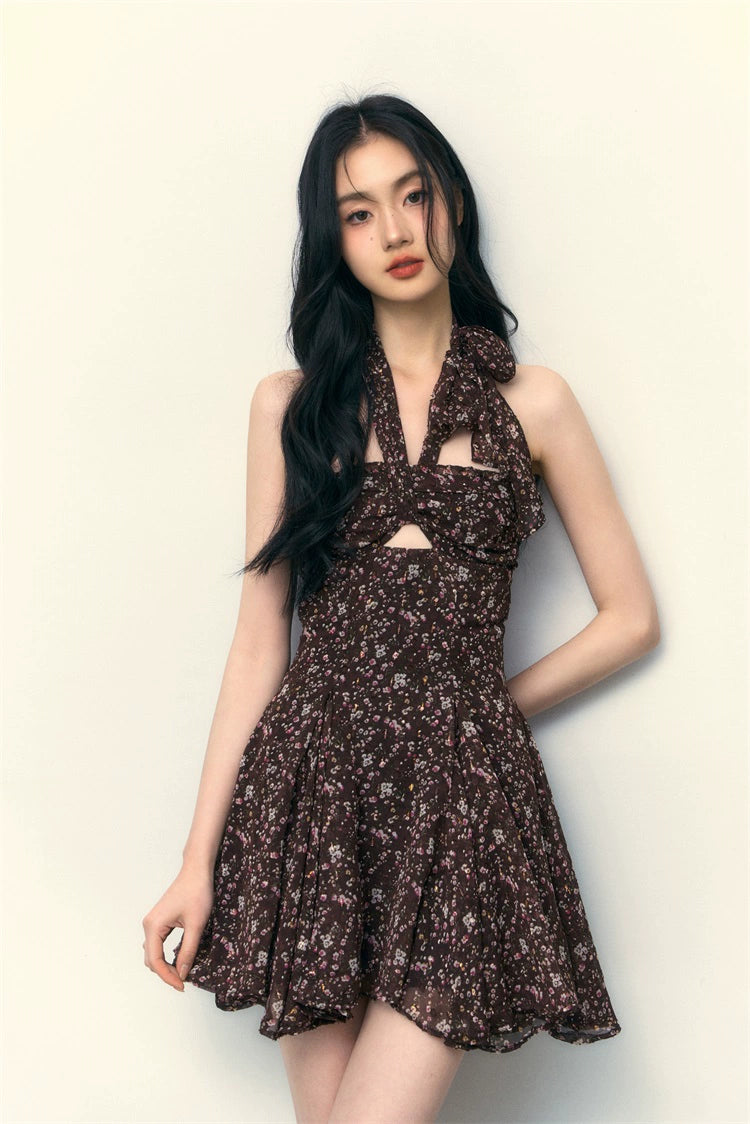 Dark Brown Floral Dress