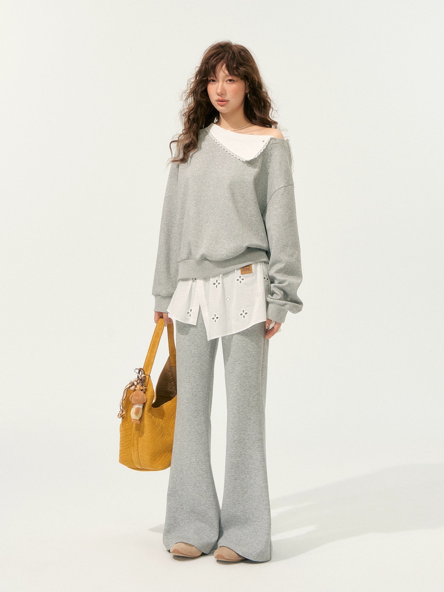 Detachable Spliced Collar Sweatshirt