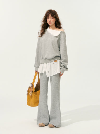 Detachable Spliced Collar Sweatshirt