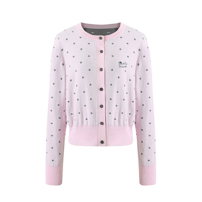 Polka Dot Jacquard Knit Cardigan