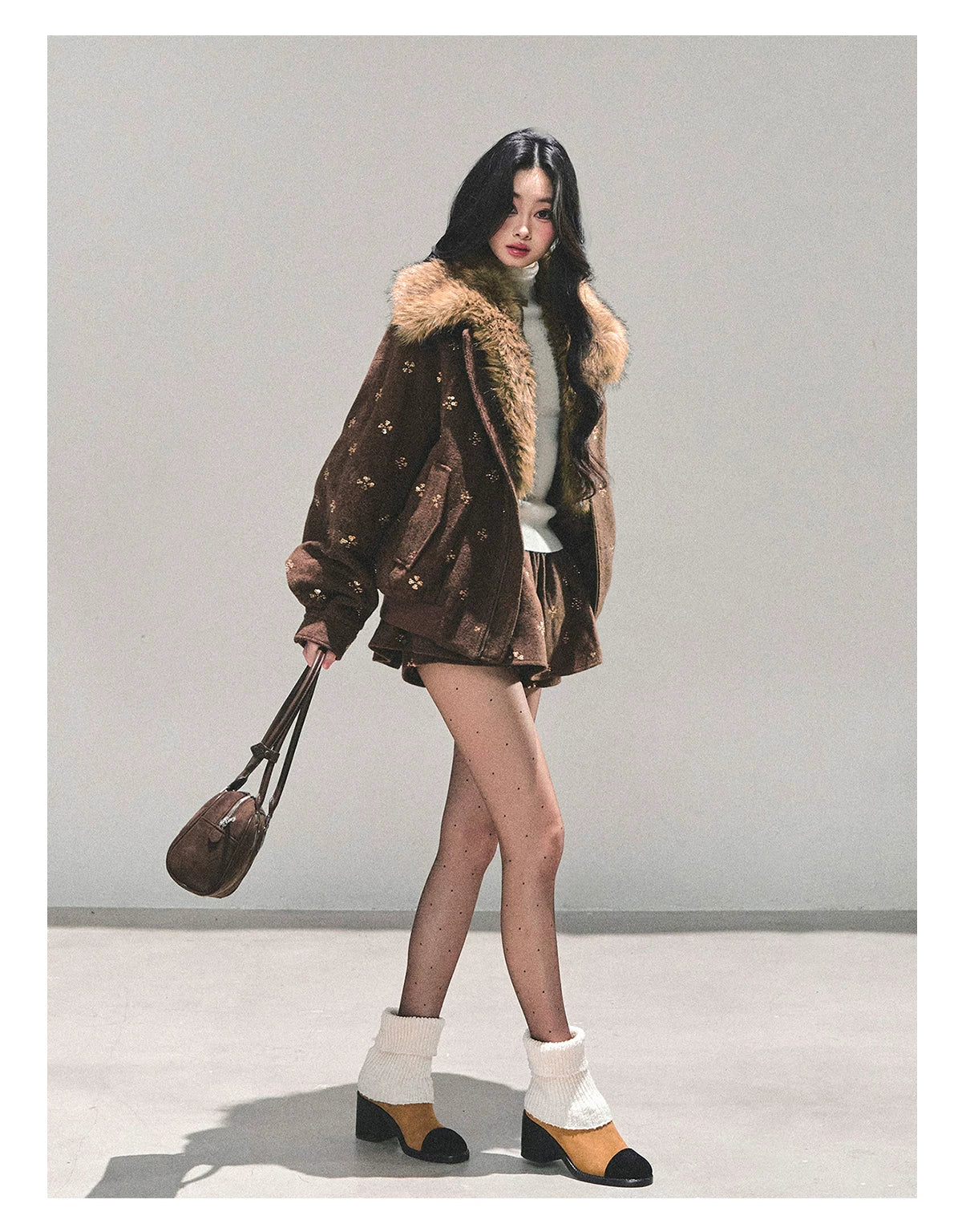 Snowfall Whisper Wool Jacket &amp; Mini Skirt Set