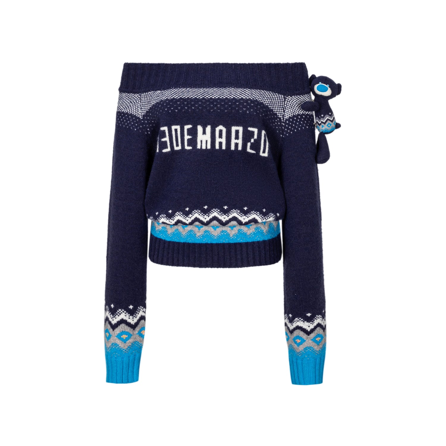 Fair Isle Off-Shoulder Knit Sweater