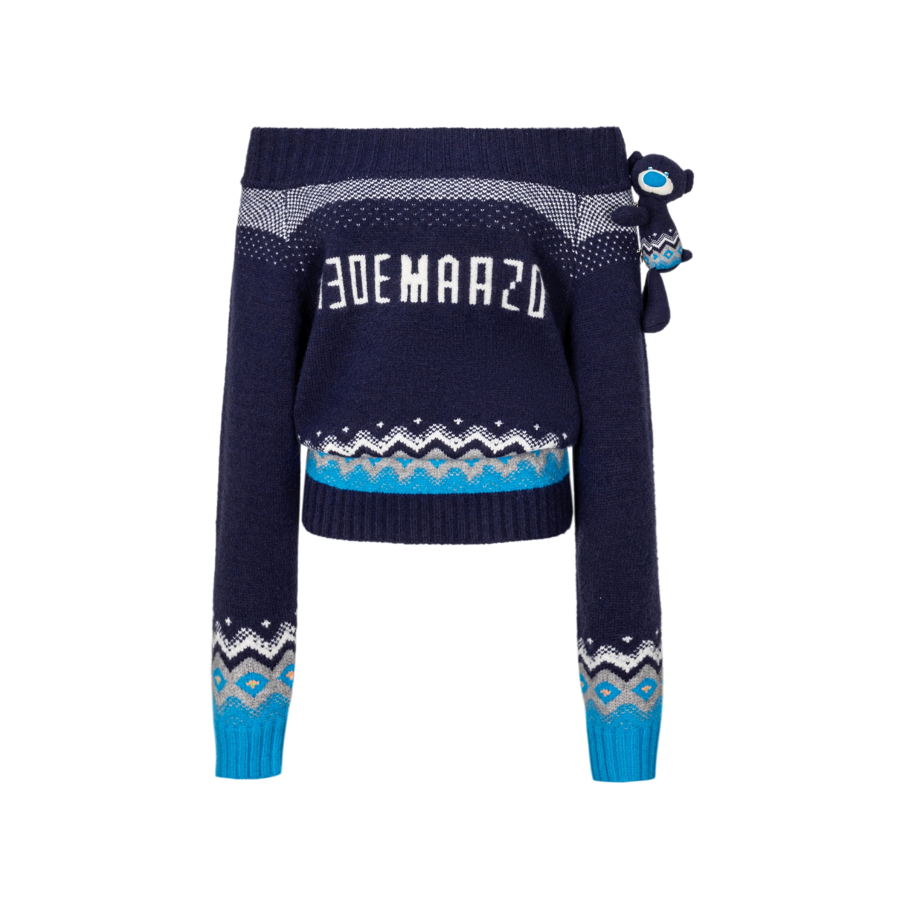 Fair Isle Off-Shoulder Knit Sweater