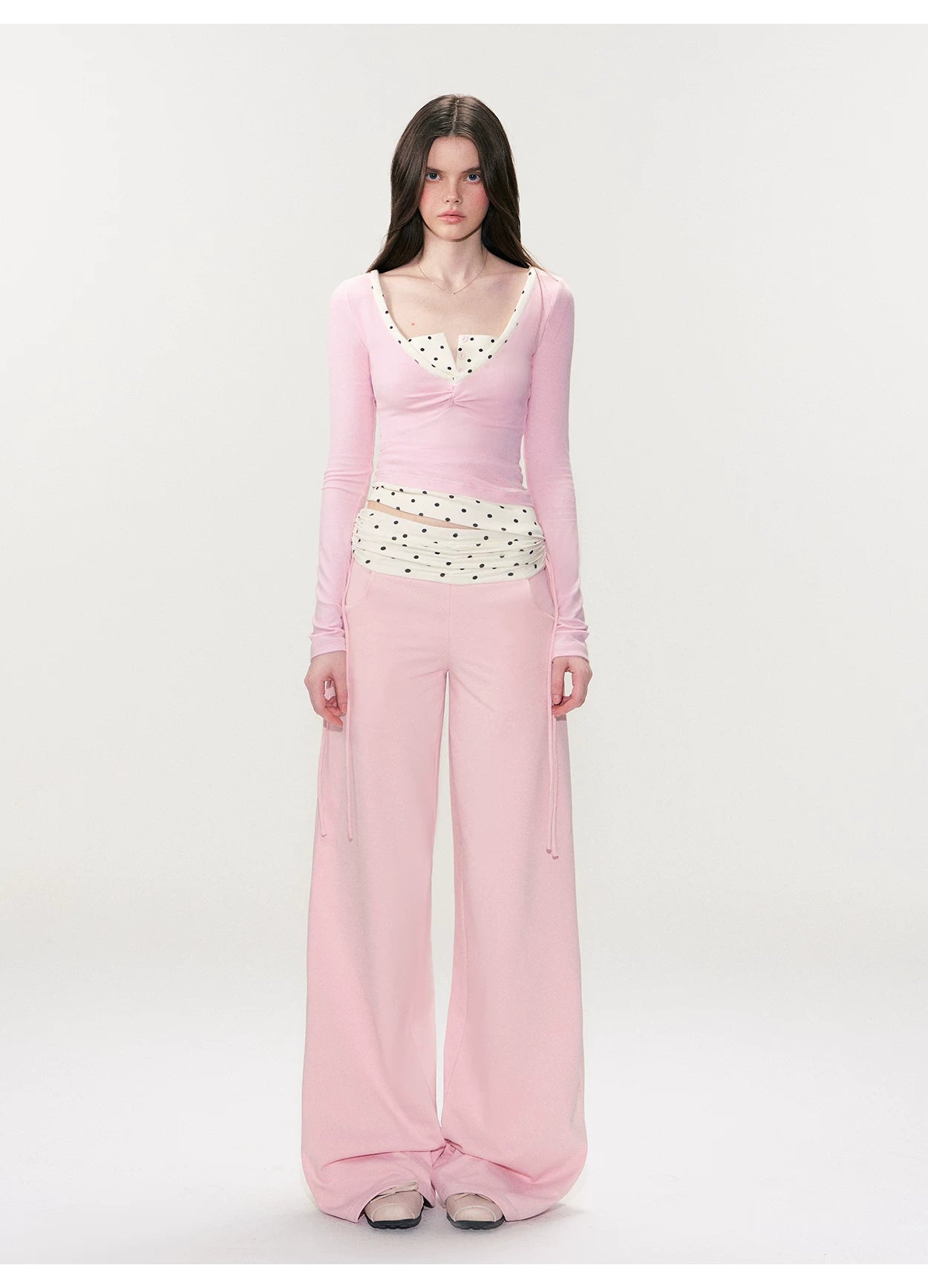 Drawstring Waist Straight-Leg Pants