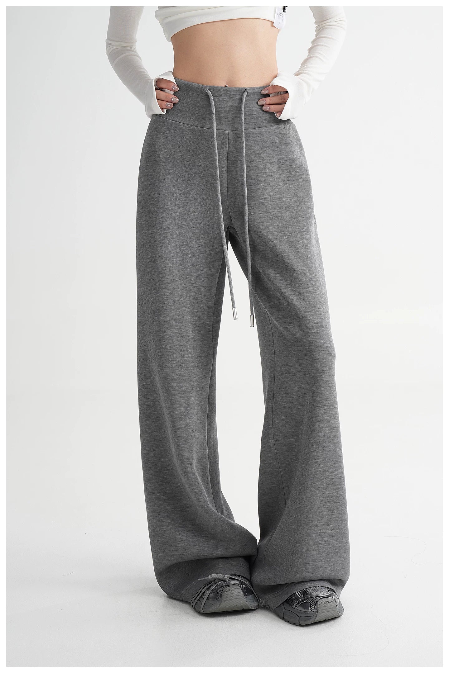High-Waisted Knit Wide-Leg Trousers