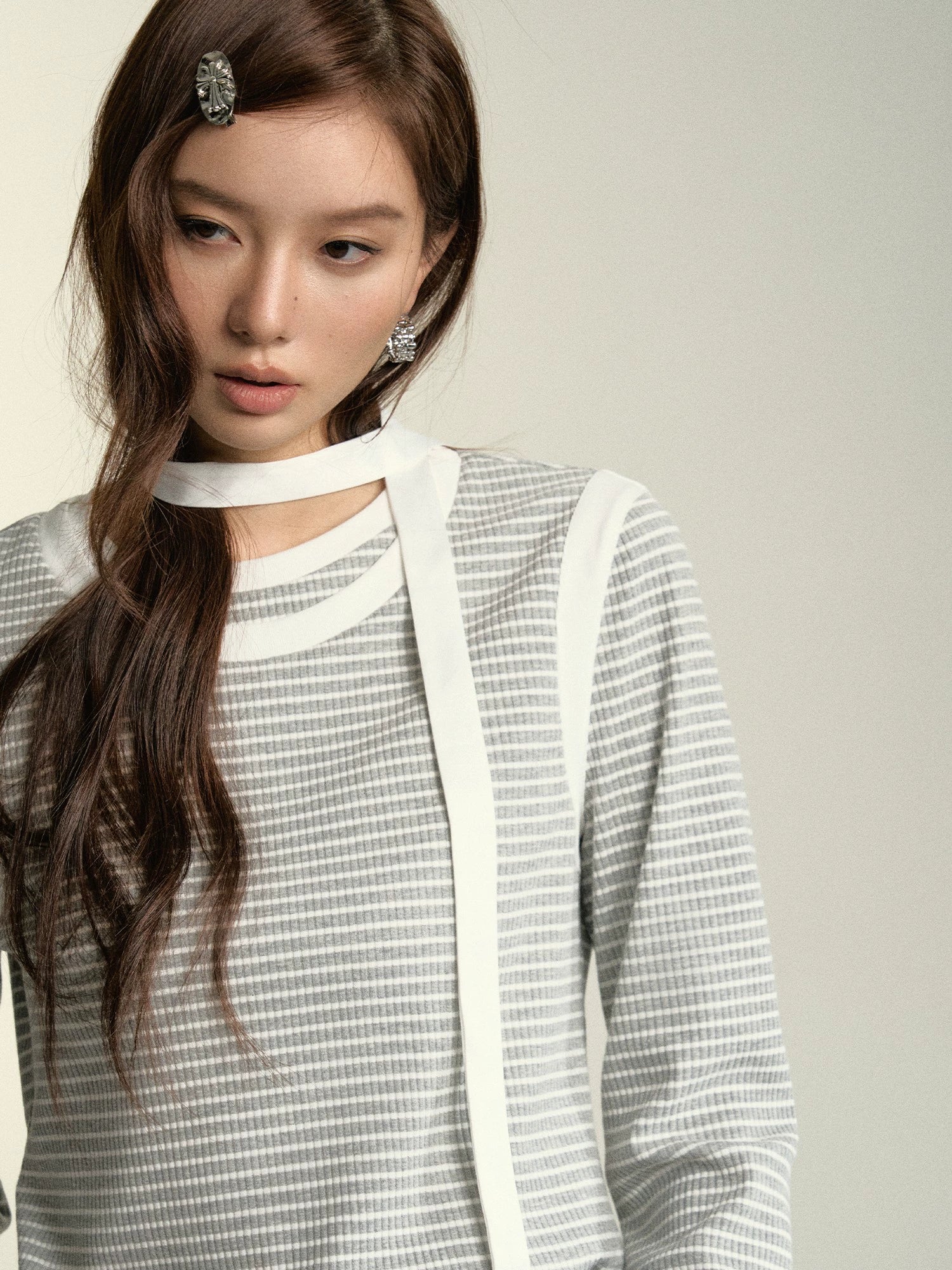 Double-Layered Striped Long Sleeve T-Shirt - CHINASQUAD