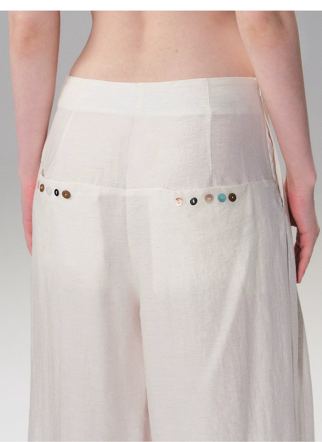Vintage Pleated Linen-Blend Wide-Leg Trousers