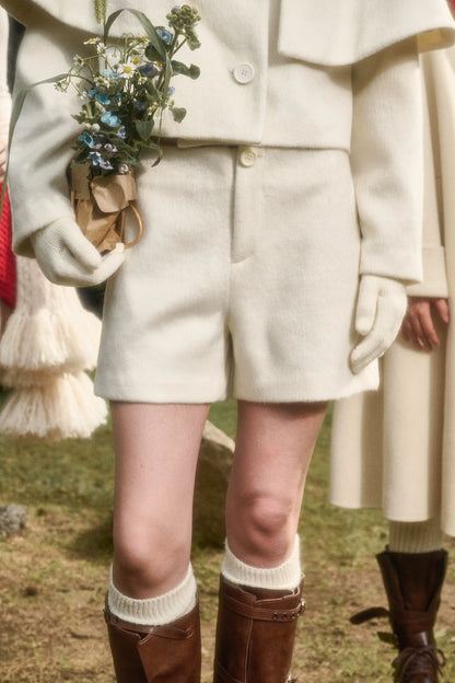 Sunday Wool Blend Cape Jacket &amp; Shorts Set