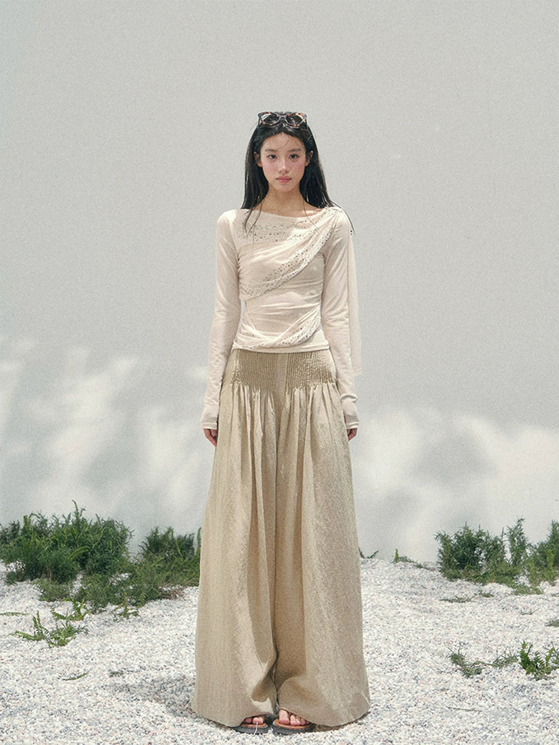 She Kissed Frost Rhinestone Sheer Top