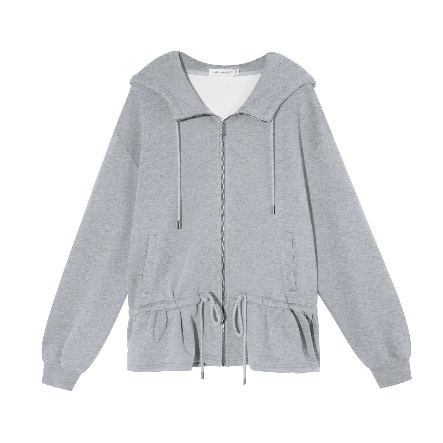 Sculpted Drawstring Cocoon Fleece Hoodie Jacket