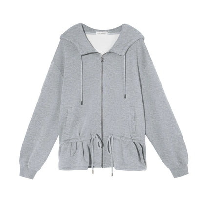 Sculpted Drawstring Cocoon Fleece Hoodie Jacket