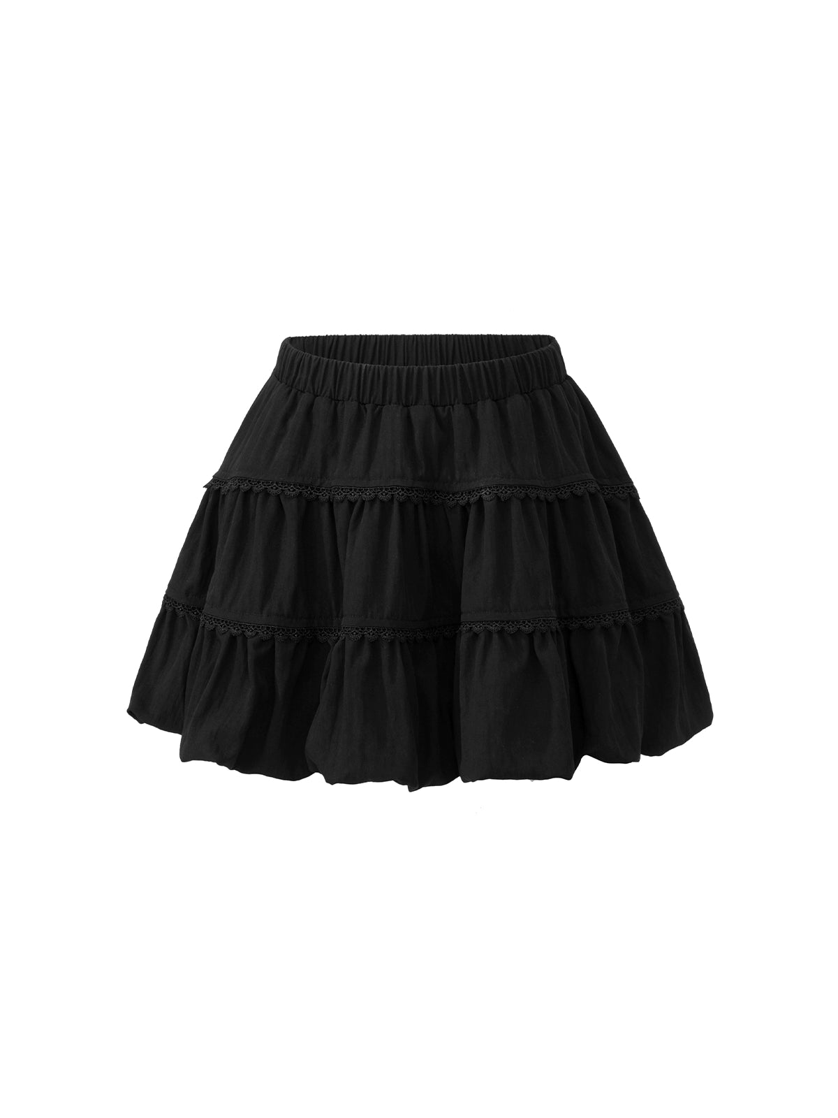 Black &amp; White Lace Stitching Cake Skirt - CHINASQUAD