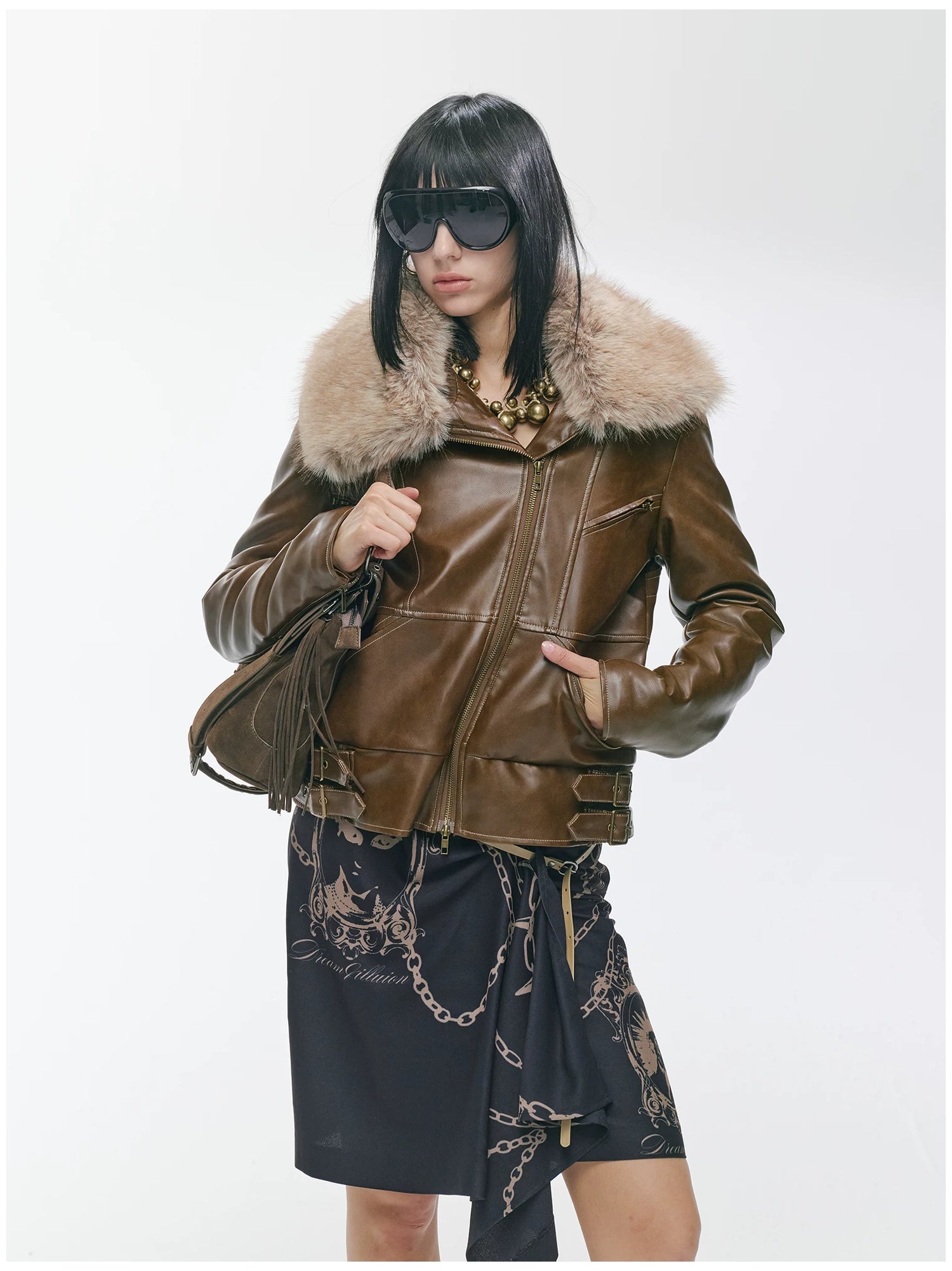 Heavy Punk Windproof Quilted Leather Jacket