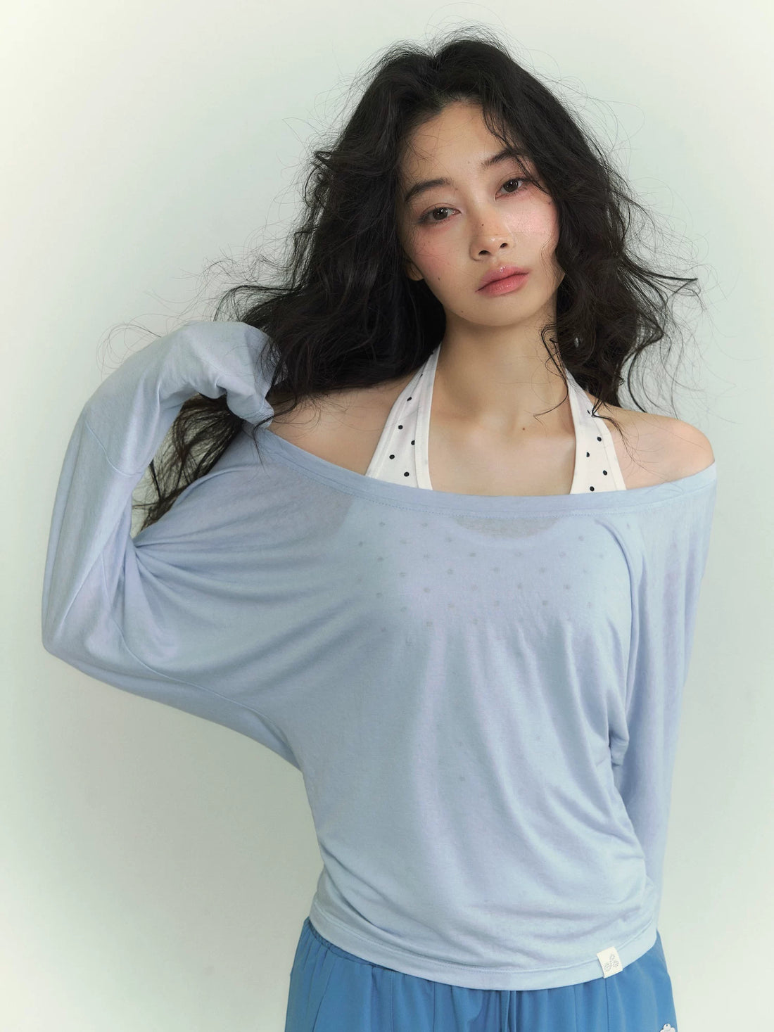 Sheer Polka Dot Layered Two-Piece T-Shirt Set