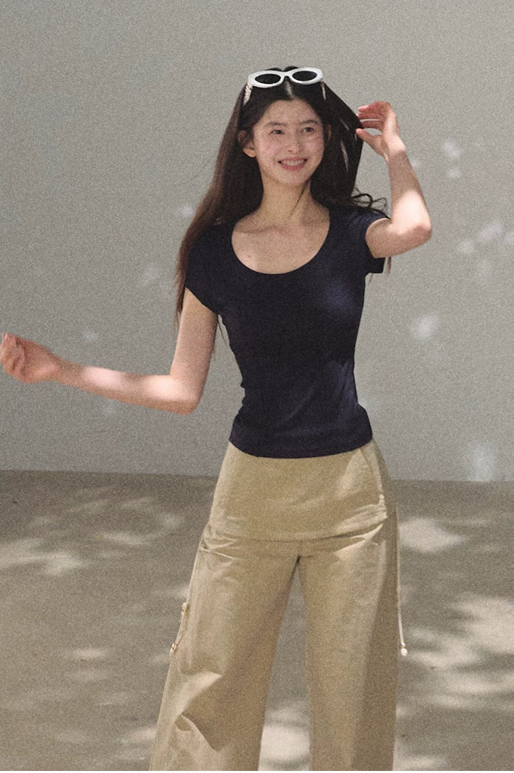 Radiant Muse Lyocell U-Neck Slim-Fit T-Shirt