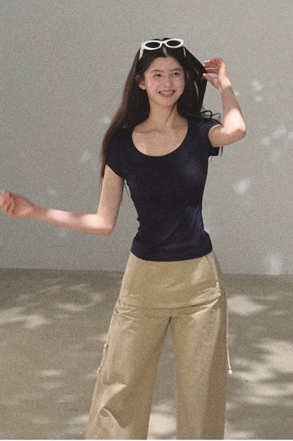 Radiant Muse Lyocell U-Neck Slim-Fit T-Shirt