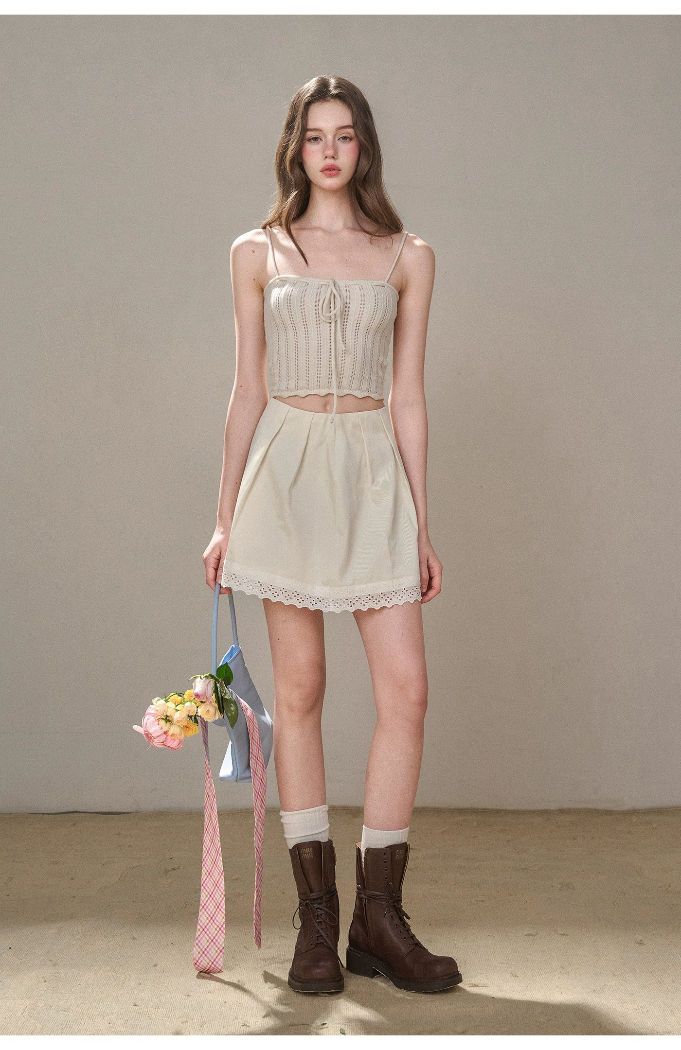 &quot;A Cup of Milk&quot; Relaxed Cotton Trench &amp; Skirt Set
