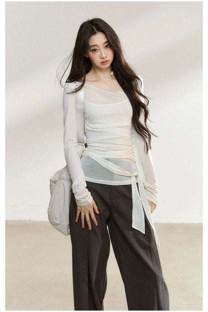 Layered Mesh-Knit Asymmetric Slim-Fit T-Shirt
