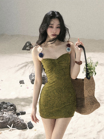 French Vine Jacquard Bodycon Mini Dress