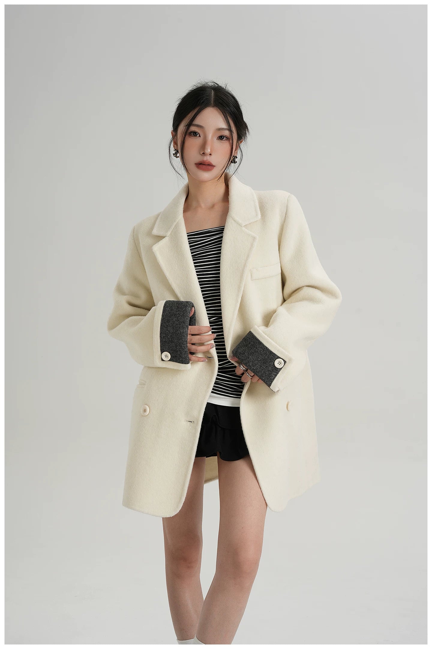 Mid-Length Double-Faced Wool Blazer