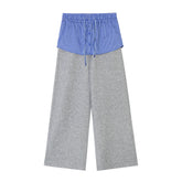 Three-Piece Set Plaid Patchwork Layered Sweatshirt & Bottom Set - CHINASQUAD