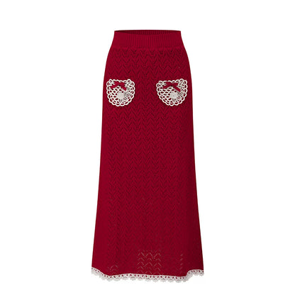 Collegiate White Mock-Neck Knit Top &amp; Skirt Set