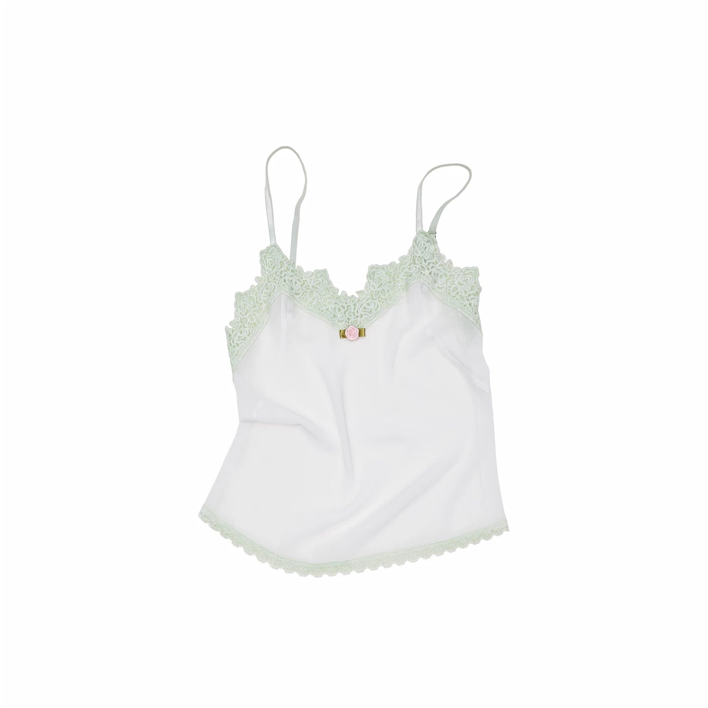 Lace-Trim V-Neck Sheer Camisole