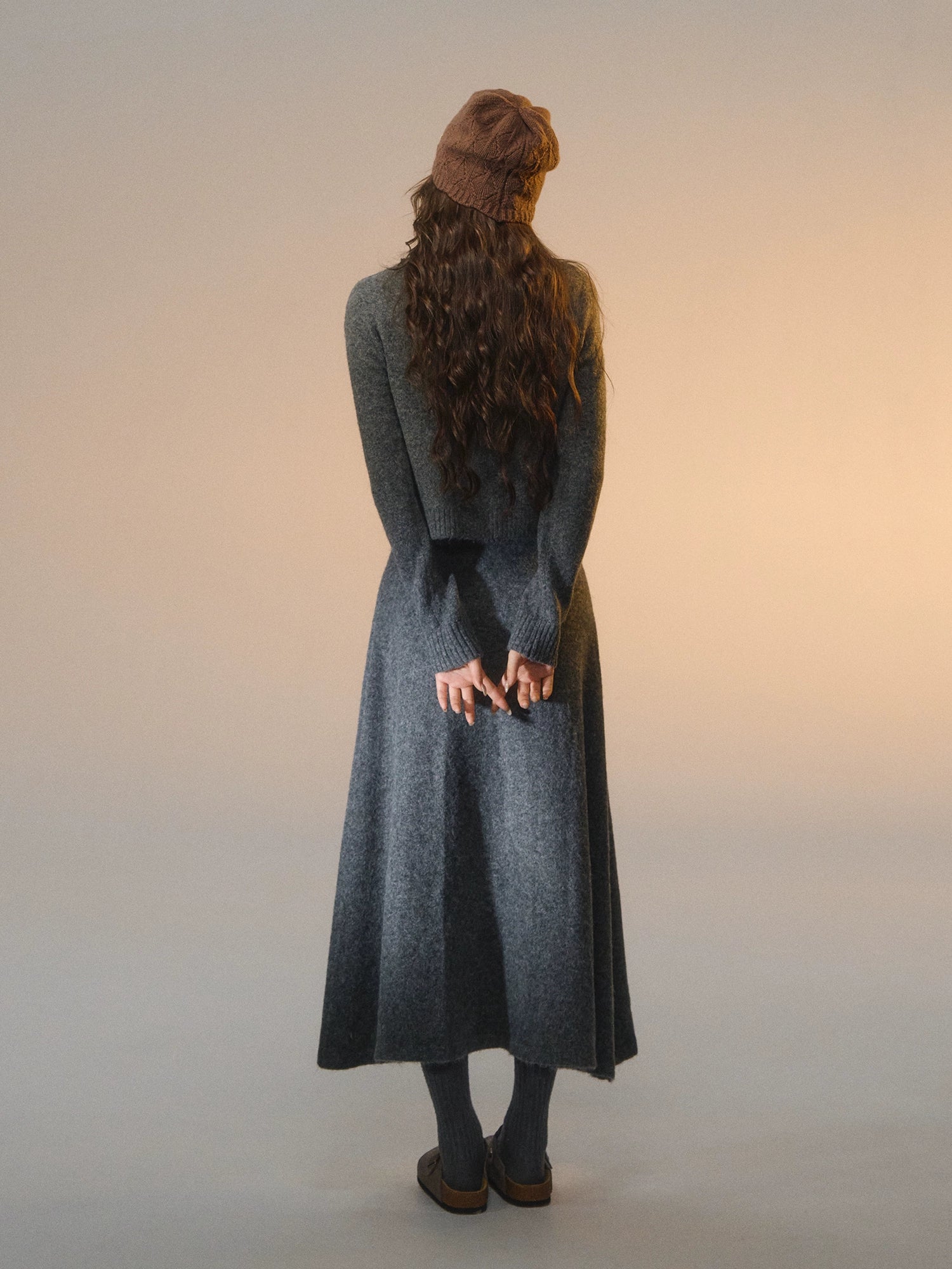 Floral Diamond Knit Vest / Cardigan / Skirt Set