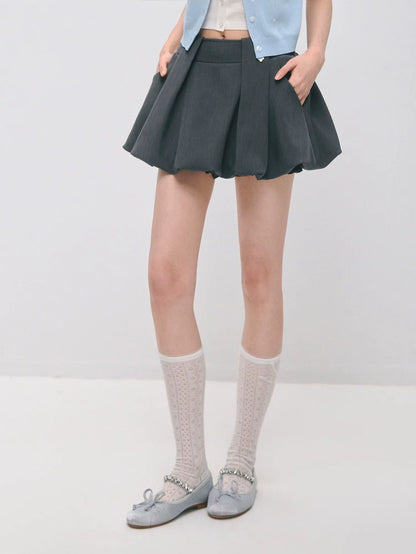 Preppy Pleated Bubble Mini Skirt