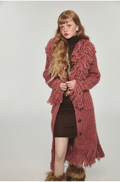 Tassel Knitted Maxi Overcoat - CHINASQUAD